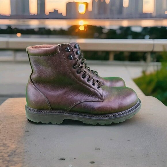 ✅Dexter Brown Leather Comfort lined Fashion Boot Mens 10M Hiking/Work 6 Tall Lug - Picture 1 of 11